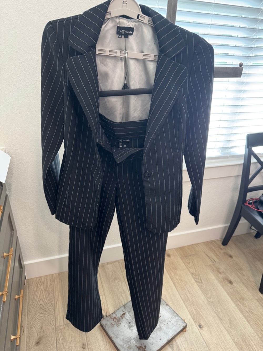 My Michelle Black Pinstripe Pantsuit